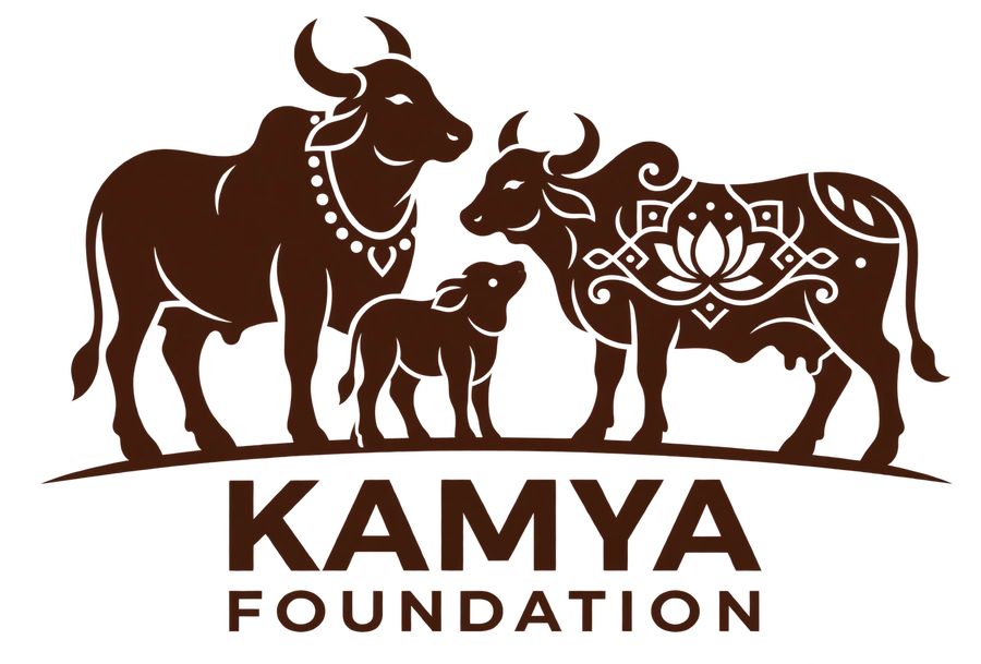 Kāmya Foundation logo: a cow family